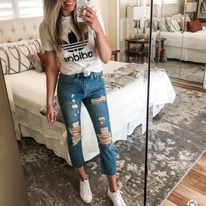 NWT Buddy love distressed straight leg jeans